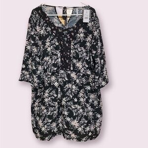 Grayson Threads NWT Black Floral Print Mini Dress